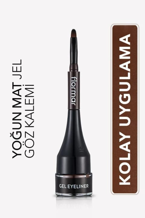 Flormar ژل خط چشم مشکی با برس ویژه و پیگمنت بالا - مات