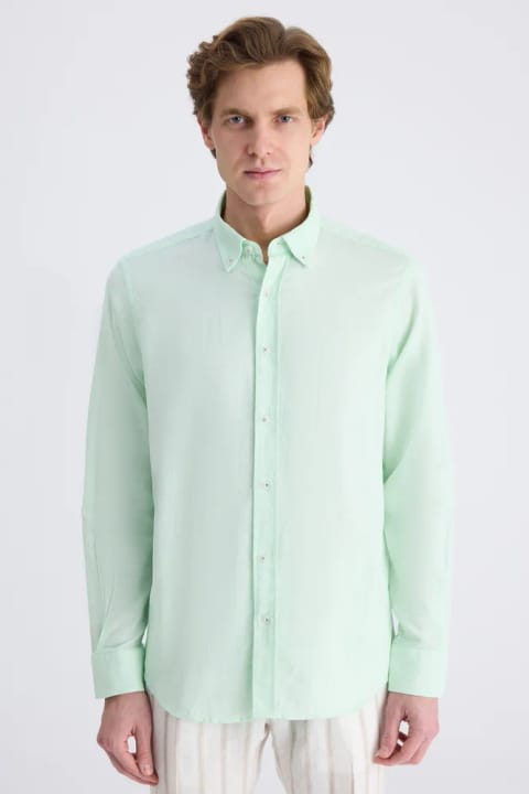 D'S Damat Ds Damat Comfort پیراهن سبز آرمویر (بافت دار) 100٪ پنبه