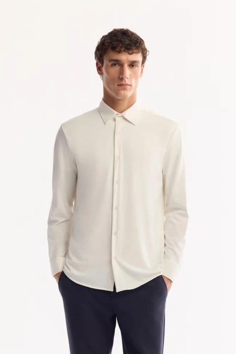 پیراهن سفید یقه دکمه‌دار خشک‌شوی سریع Non-Iron
