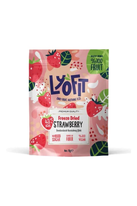 Lyofit Food چیپس میوه خشک توتفرنگی - خشکشده به روش انجمادی (Freeze Dried) ترد...