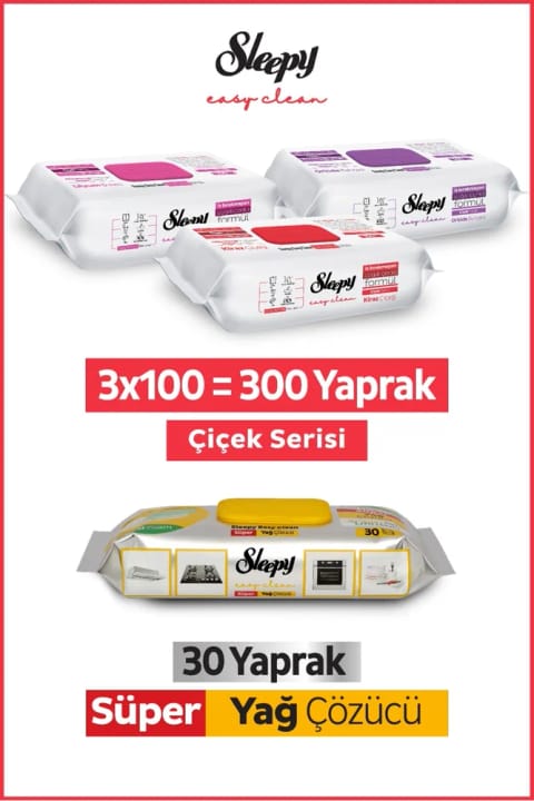 Sleepy Easy Clean سری گل و دستمال تمیزکننده سطح فوق چربیزدا
