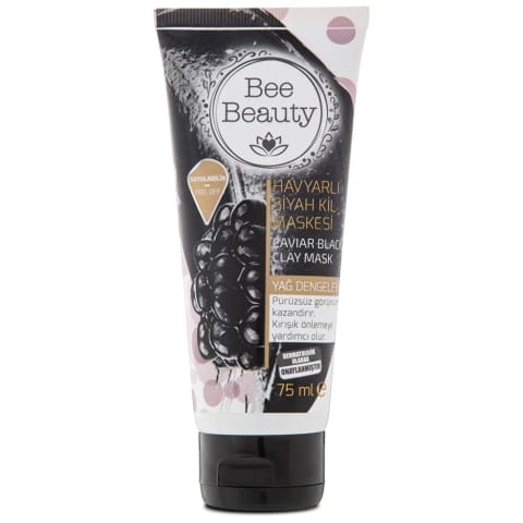 Bee Beauty ماسک مشکی خاک رس با خاویار ۷۵ میلیلیتر