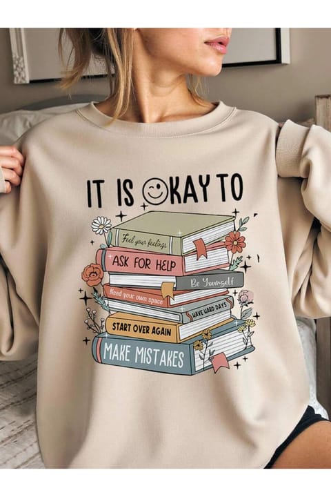سویشرت اورسایز یونیسکس uyguntarz طرح It Is Okay