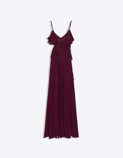 Midi dress with frilled straps