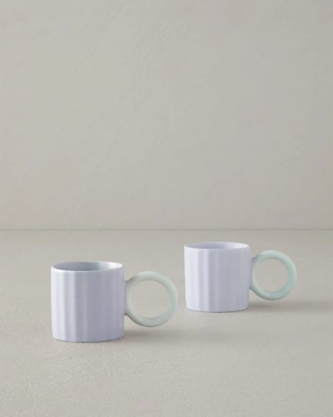 ست فنجان قهوه ۲ نفره Angled New Bone China ۲ تکه ۹۰ میلی‌لیتر یاسی