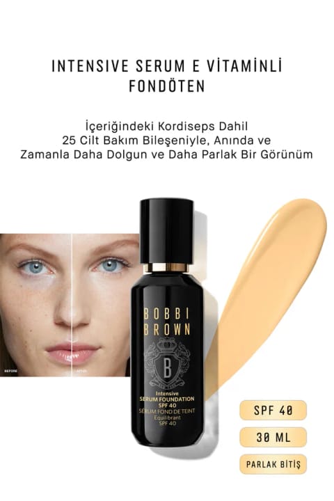 BOBBI BROWN فاندیشن سرمی Intensive با ویتامین E و SPF 40، بافت براق، 30 میلی‌لیتر
