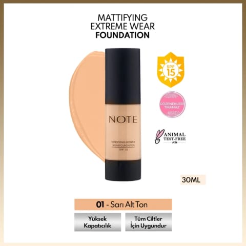 Note Mattifying Extreme Wear Foundation فاندیسیون 01 Beige