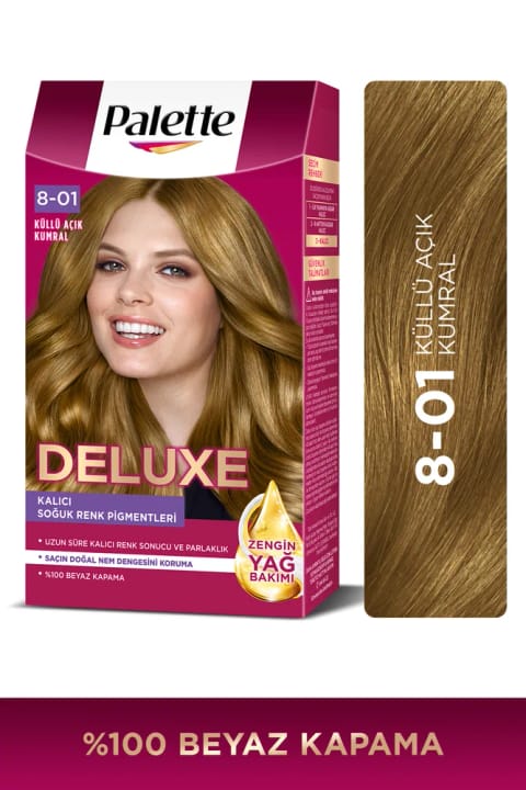 Palette Deluxe 8-01 خاکستری روشن بلوند، کیت رنگ مو با مراقبت غنی روغن