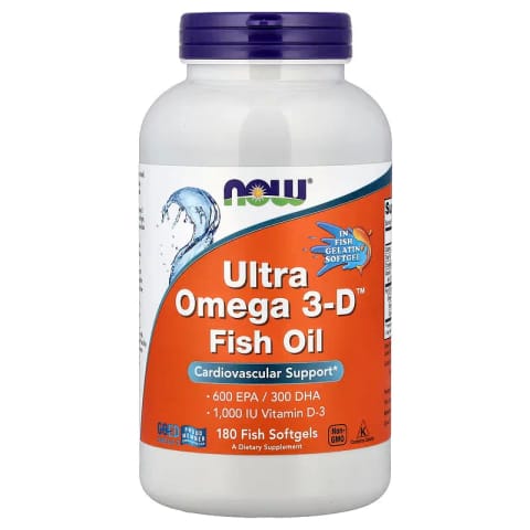 NOW Foods، Ultra Omega 3-D روغن ماهی EPA DHA Vitamin D3 پشتیبانی قلبی عروقی 180 سافت ژل ماهی