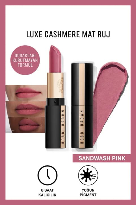 BOBBI BROWN Luxe Cashmere Mat رژ لب - Sandwash Pink