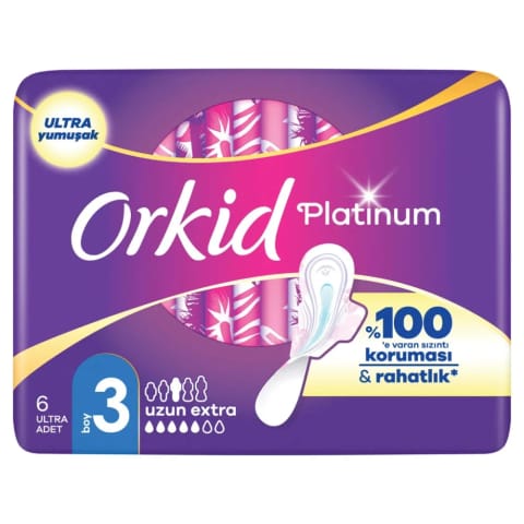 Orkid Platinum بالدار شب (سایز 3) 6 عدد نوار بهداشتی