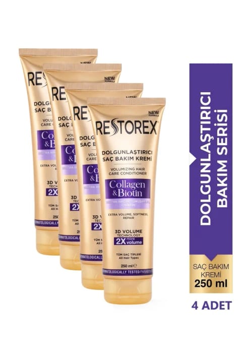 Restorex Collagen & Biotin ماسک موی حجمدهنده ۴×۲۵۰ میلیلیتر