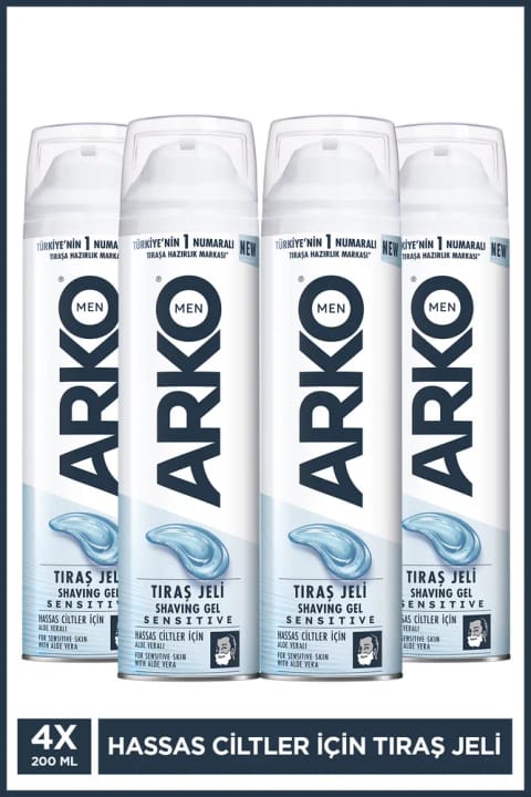 ژل اصلاح Sensitive مردانه Arko Men مناسب پوست‌های حساس 4x200ml