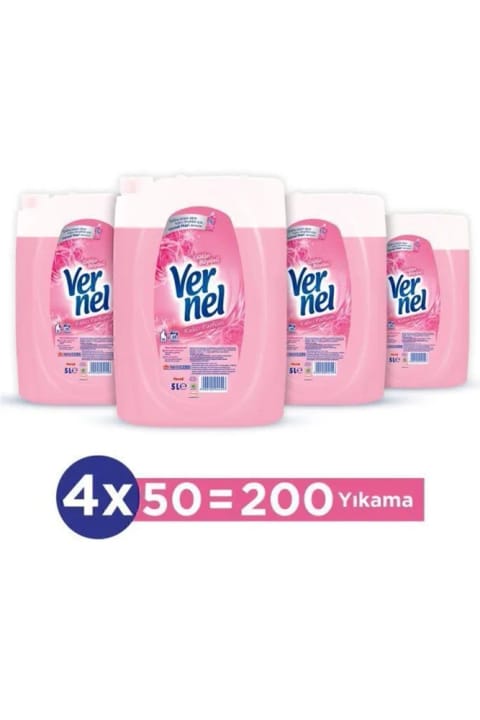 نرمکننده لباس Vernel ۴ × ۵ لیتر (۲۰۰ بار شستشو) گل رز جادویی