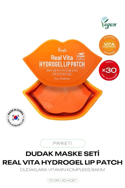 Prreti Vitamin Complex ژل ماسک لب ست Real Vita Hydrogel Lip Patch 30...