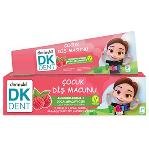 خمیردندان کودکان DK Dent Pırıl با طعم تمشک و عصاره طبیعی چای کوهی ۵۰ میلیلیتر