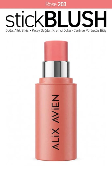 Alix Avien استیک رژگونه کرمی ساتن با بافت مرطوبکننده و پخش آسان — 203 Rose