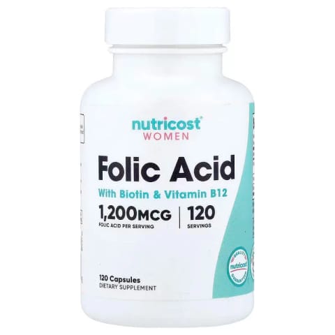 Nutricost Women Folic Acid with Biotin & Vitamin B12 120 کپسول