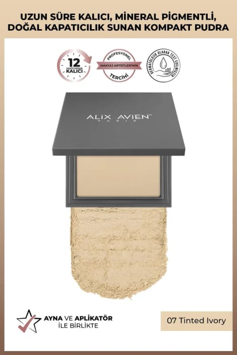 پودر فشرده Alix Avien - ماندگاری ۱۲ ساعته - با تناژ پوست خنثی — 07 Tinted