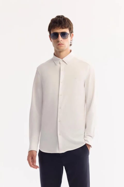 پیراهن سفید یقه کلاسیک، پارچه تکنیکال خشک‌شوی سریع Non-Iron