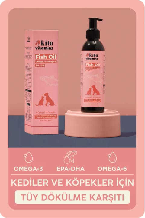روغن ماهی kito Premium ۲۰۰ میلیلیتر (مخصوص گربه و سگ حاوی OMEGA 3 & 6)
