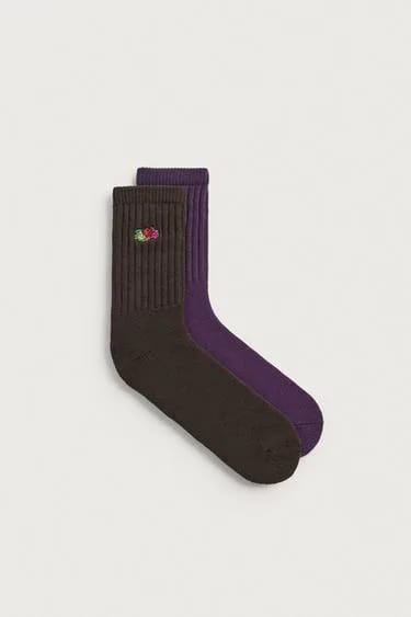 2-PACK OF FRUIT OF THE LOOM™ EMBROIDERED RIBBED SOCKS