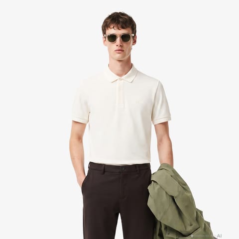 پولو کرم مردانه Lacoste فیت Regular