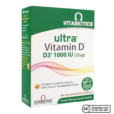 ویتابایوتیکس اولترا ویتامین D3 1000 واحد بین‌المللی، 96 قرص
