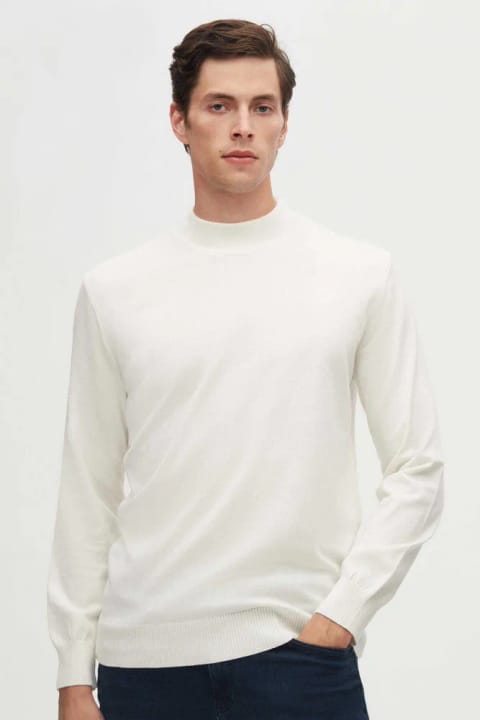 D'S Damat Regular Fit یقه اسکی کوتاه پنبه‌ای مخلوط کرم
