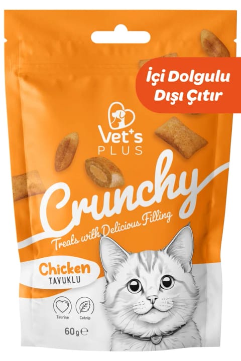 Vet's Plus Crunchy تشویقی مرغی ۶۰ گرمی (با مغزی مرغ و گربه‌ای...