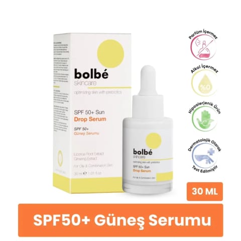 Bolbe SPF+50 Sun Drop محافظت بالا ضد لک و سرم روزانه آفتاب ۳۰ میلی‌لیتر (Invisible Sun Fluid)