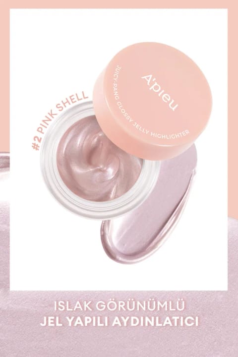 میشا هایلایتر ژله‌ای براق و طبیعی A'PIEU Juicy Pang Glossy Jelly Highlighter — 2 Pink Shell