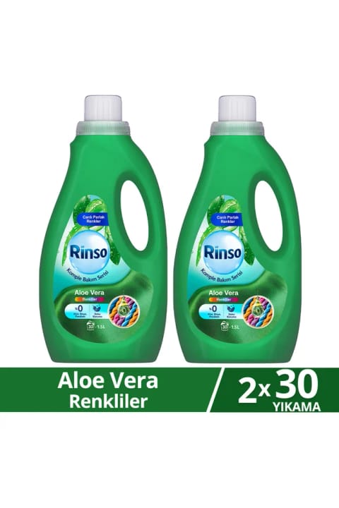 Rinso مایع لباسشویی سری مراقبت کامل آلوئه ورا مخصوص لباسهای رنگی 1.5 — ۲ بسته