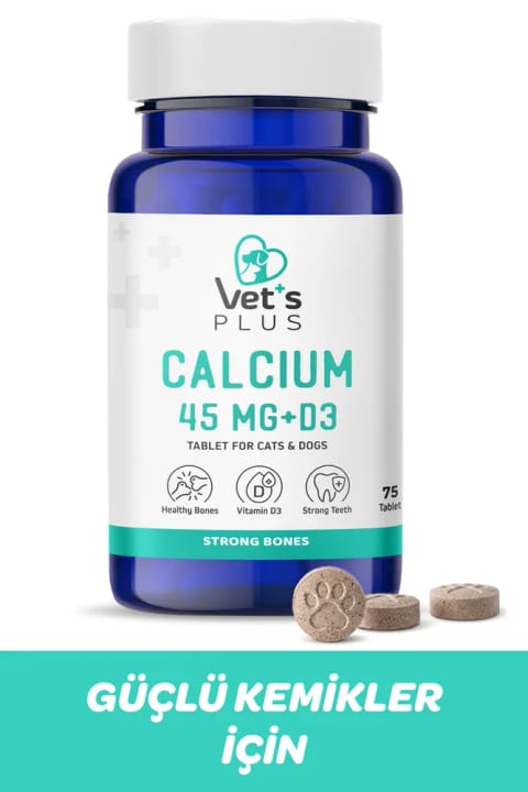 قرص کلسیم Vet's Plus 75 عددی (مکمل کلسیم برای گربه و سگ)