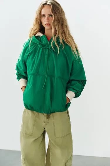 TECHNICAL FABRIC HOODED JACKET