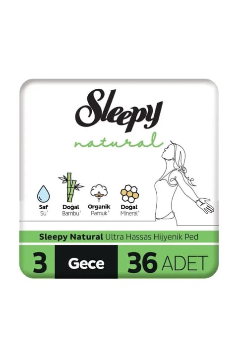 Sleepy Natural نوار بهداشتی فوق حساس شبانه ۳۶ عددی