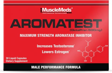 MuscleMeds AROMATEST بوستر تستوسترون و مهارکننده آروماتاز، کاهش‌دهنده استروژن، پشتیبان عضله‌سازی و قدرت، ضدپیری برای آقایان، ۳۰ کپسول مایع