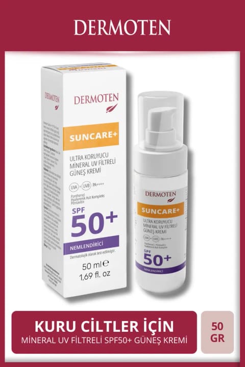 کرم ضد آفتاب مرطوبکننده DERMOTEN Suncare+ SPF 50+ مخصوص پوست خشک