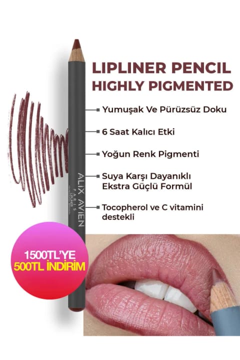 Alix Avien خط لب ماندگار و مرطوبکننده بدون پخش شدن — 19 Reddish Brown