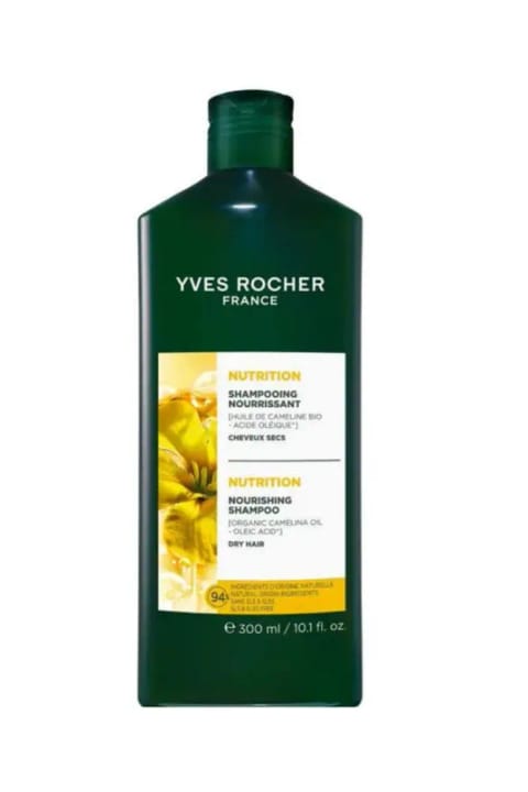 Yves Rocher شامپوی مغذی پیشبیوتیک مخصوص موهای خشک با بافت خامهای مرواریدی