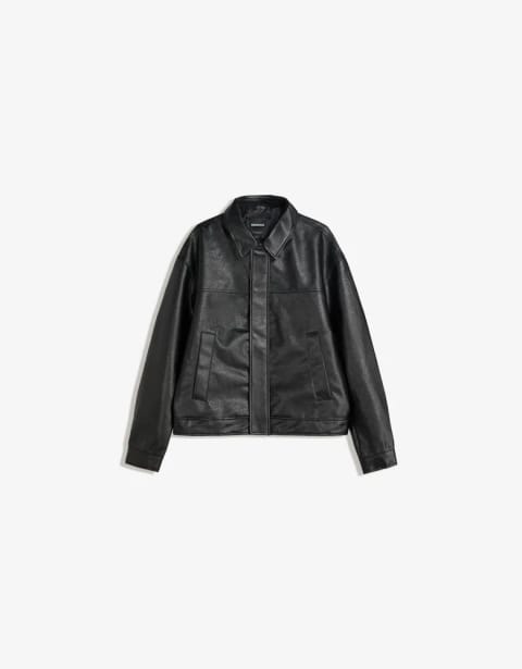 Bershka ژاکت چرم‌افکت با فیت باکسی