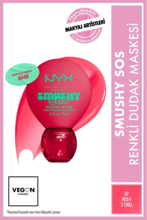 NYX Professional Makeup Smushy SOS ماسک لب رنگی با تاثیر آبرسانی شدید — 07 Red Y 2 Chill