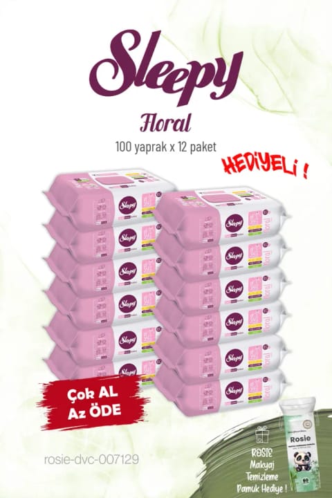 Sleepy Floral 12 بسته دستمال مرطوب شخصی 100 عددی و Rosie