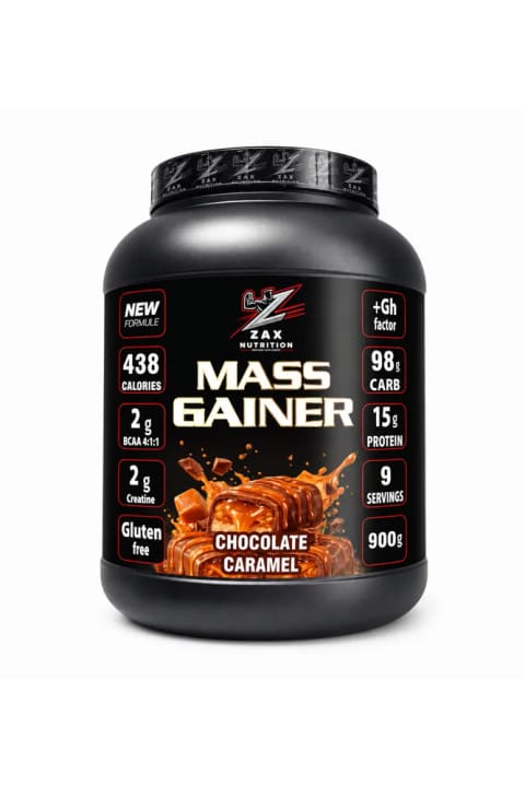 zax nutrition ماس گینر کارامل شکلاتی ۹۰۰ گرمی کمک به افزایش وزن