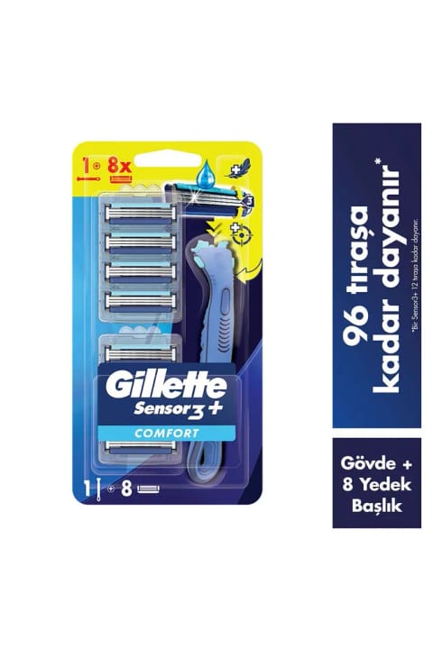 تیغ اصلاح Gillette Sensor3+ Comfort با ۸ تیغ یدکی