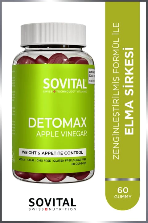 مکمل سرکه سیب SOVITAL Detomax با اسید فولیک و ویتامینهای B و C