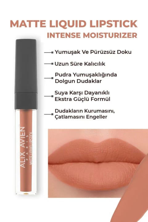 Alix Avien رژ لب مایع مات بلند ماندگار با بافت مخملی و بدون خشکی — 503 Terracotta Nude
