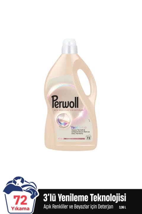Perwoll مایع لباسشویی مراقبت حساس رنگ روشن ۳.۹۶ لیتر (۷۲ شستشو)