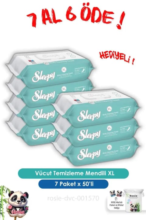 Sleepy 7 AL 6 ÖDE بدن شوی وِت وایپ XL 50 عددی