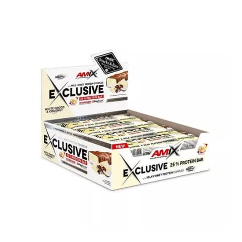 پروتئین بار AMIX Exclusive 12x85g - White Choco - Coconut